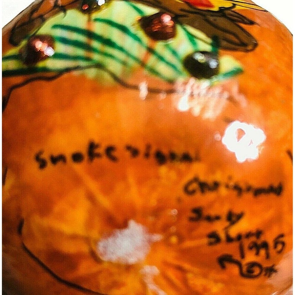 1995 Smoke Signal Painted Gourd Christmas Ornament - Picture 10 of 12